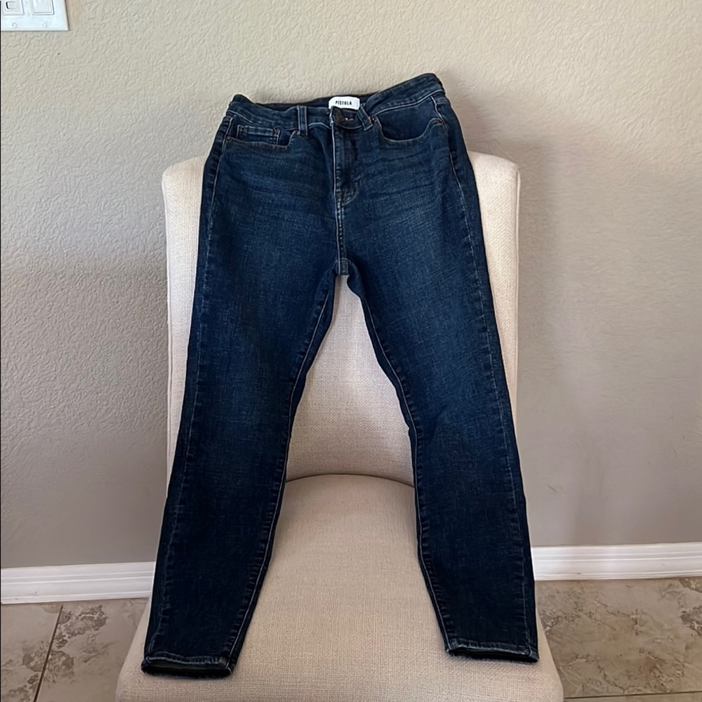 PISTOLA Blue Skinny Jeans with Stretchy Fit and Tapered Leg